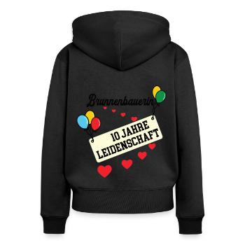 Brunnenbauerin Jubiläum 10 Jahre 10. jähriges Jubi - Frauen Premium Bio Zip Hoodie - Schwarz - Hinten - Julia (174cm)