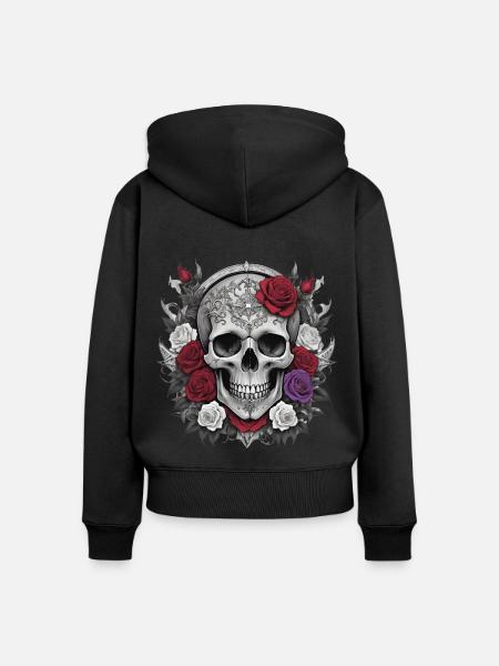 Gothic Totenkopf - Frauen Premium Bio Zip Hoodie - Schwarz