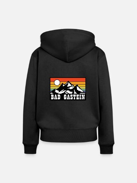 Bad Gastein - Premium økologisk hoodie med lynlås til kvinder - sort