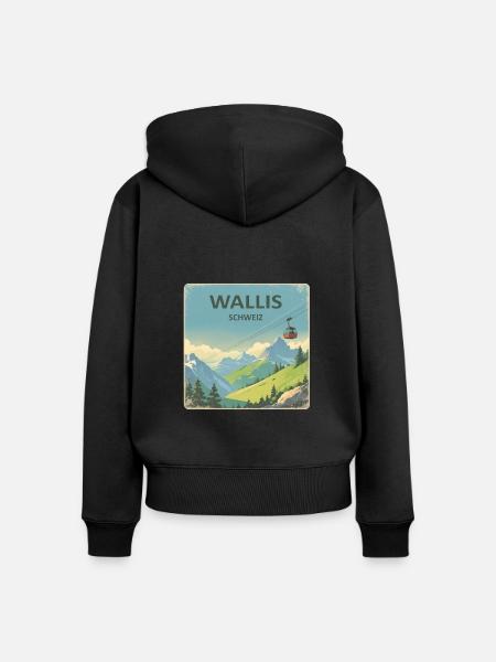 Wallis Schweiz - Frauen Premium Bio Zip Hoodie - Schwarz