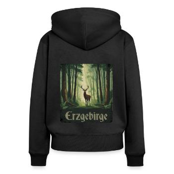 Erzgebirge - Frauen Premium Bio Zip Hoodie - Schwarz - Hinten - Julia (174cm)