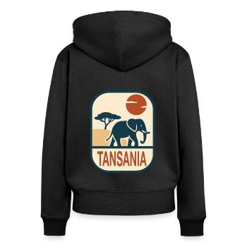 Tansania Elefant Afrika - Frauen Premium Bio Zip Hoodie - Schwarz - Hinten - Julia (174cm)