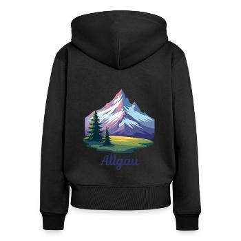 Allgäu bunt comic - Frauen Premium Bio Zip Hoodie - Schwarz - Hinten - Julia (174cm)