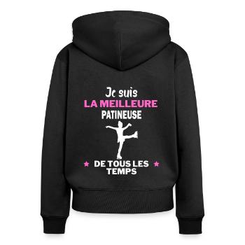 Je suis la meilleure patineuse - Sweat à capuche zippé Premium bio Femme - noir - Dos - Julia (174cm)