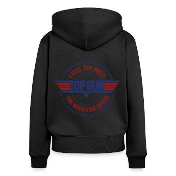 Top Gun I Feel The Need For Speed Cool Quote - Women's Premium Organic Zip Hoodie - black - Back - Julia (174cm)