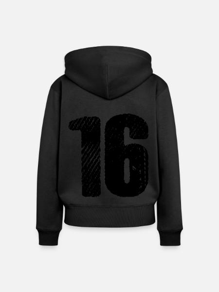 16 Zahl Trikot - Frauen Premium Bio Zip Hoodie - Schwarz