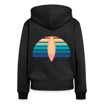 Fuerteventura Surf - Sweat à capuche zippé Premium bio Femme - noir - Dos - Julia (174cm)