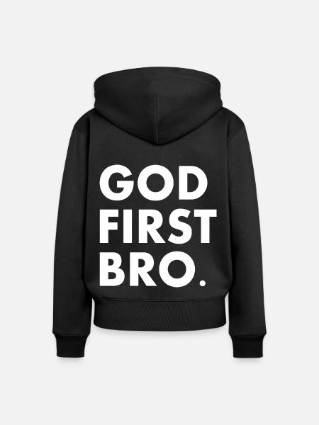 God first bro - Frauen Premium Bio Zip Hoodie - Schwarz