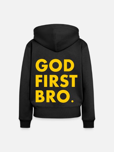 God first bro - Frauen Premium Bio Zip Hoodie - Schwarz
