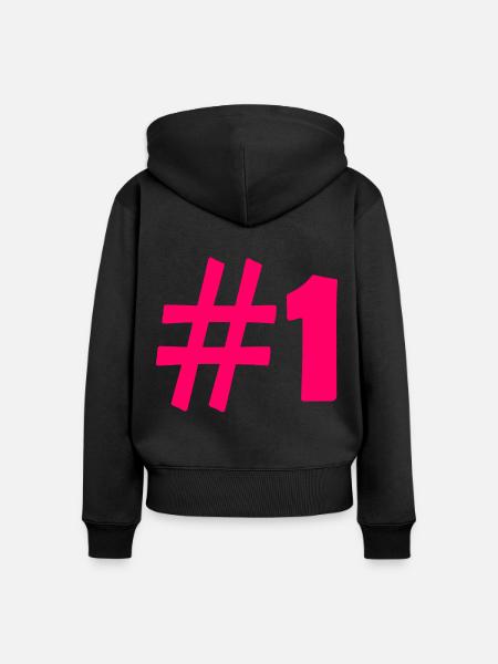 #1 - Frauen Premium Bio Zip Hoodie - Schwarz
