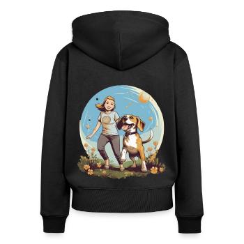 Beagle Mama - Dog Lovers Gift Idea - Women's Premium Organic Zip Hoodie - black - Back - Julia (174cm)