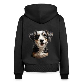 Jack Russel Terrier - Sweat à capuche zippé Premium bio Femme - noir - Dos - Julia (174cm)