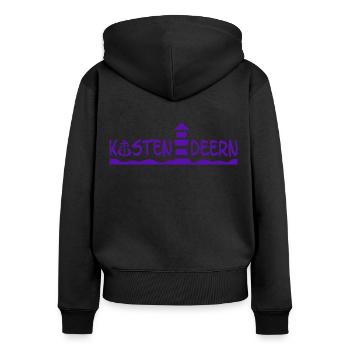 Küstendeern Aufschrift Violett - Frauen Premium Bio Zip Hoodie - Schwarz - Hinten - Julia (174cm)