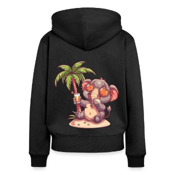 Vacances d’été à la plage - Sweat à capuche zippé Premium bio Femme - noir - Dos - Julia (174cm)