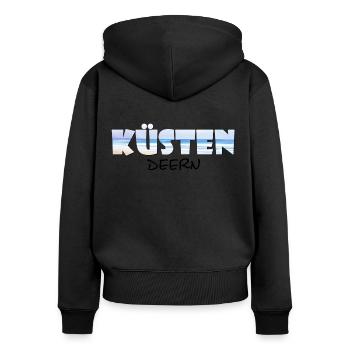 Küstendeern Schrift mit Strand - Frauen Premium Bio Zip Hoodie - Schwarz - Hinten - Julia (174cm)