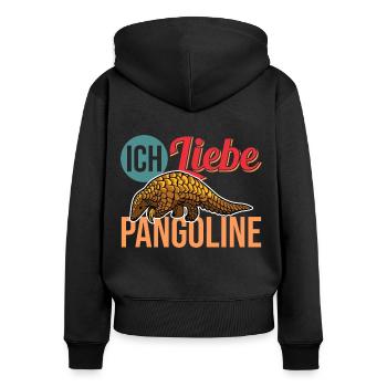 Vintage Retro Schuppentier Pangolin - Frauen Premium Bio Zip Hoodie - Schwarz - Hinten - Julia (174cm)