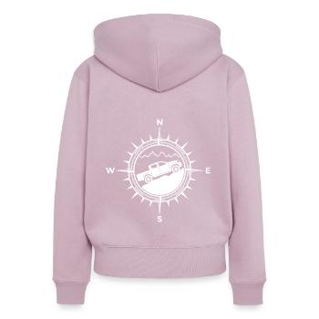 Pick up 4x4 boussole voiture tout-terrain - Sweat à capuche zippé Premium bio Femme - rose poudré - Dos - Julia (174cm)