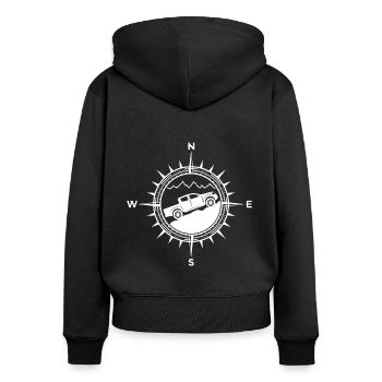 Pick up 4x4 boussole voiture tout-terrain - Sweat à capuche zippé Premium bio Femme - noir - Dos - Julia (174cm)