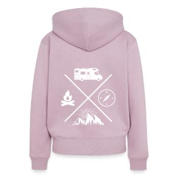 camping motorhome campfire compass camping - Frauen Premium Bio Zip Hoodie - Altrosa - Hinten - Julia (174cm)
