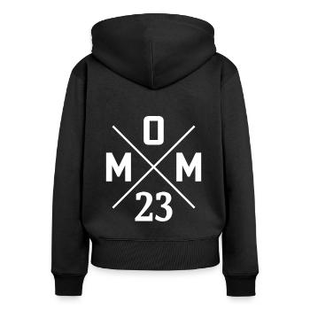 mom 23 mama est 2023 future maman mère 2023 - Sweat à capuche zippé Premium bio Femme - noir - Dos - Julia (174cm)