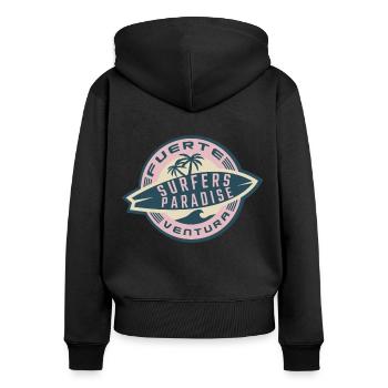 Fuerteventura Surfers Paradise - Sweat à capuche zippé Premium bio Femme - noir - Dos - Julia (174cm)
