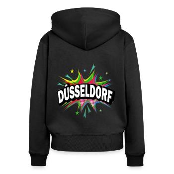 Dusseldorf Germany City Pop Art Comic Art - Women's Premium Organic Zip Hoodie - black - Back - Julia (174cm)