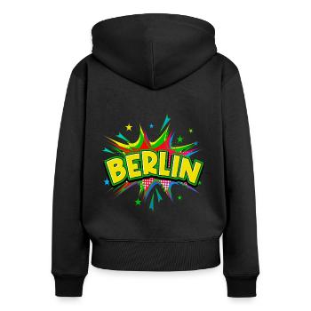 Berlin Germany City Pop Art Comic Art - Women's Premium Organic Zip Hoodie - black - Back - Julia (174cm)