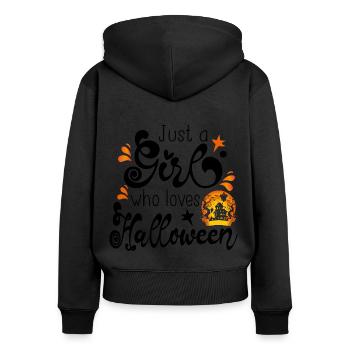 Halloween Girl November Gift Cadeau - Sweat à capuche zippé Premium bio Femme - noir - Dos - Julia (174cm)