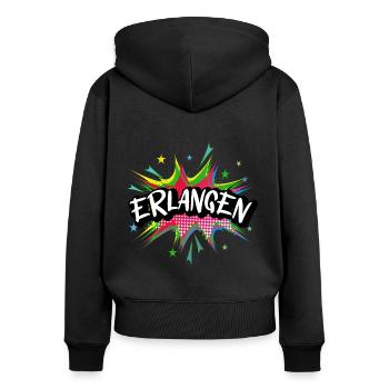 Erlangen Germany City Pop Art Comic Art - Women's Premium Organic Zip Hoodie - black - Back - Julia (174cm)