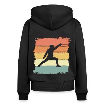 Fechten vintage retro Fechten Legende - Frauen Premium Bio Zip Hoodie - Schwarz - Hinten - Julia (174cm)