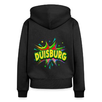 Duisburg Germany City Pop Art Comic Art - Women's Premium Organic Zip Hoodie - black - Back - Julia (174cm)