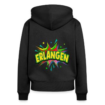 Erlangen Germany City Pop Art Comic Art - Women's Premium Organic Zip Hoodie - black - Back - Julia (174cm)