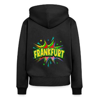 Frankfurt Germany City Pop Art Comic Art - Women's Premium Organic Zip Hoodie - black - Back - Julia (174cm)