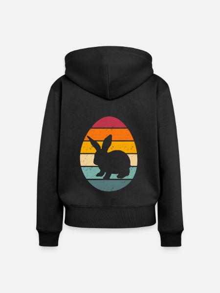 Easter Egg with bunny - Frauen Premium Bio Zip Hoodie - Schwarz