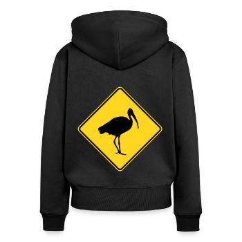Bin Chicken Road sign - Frauen Premium Bio Zip Hoodie - Schwarz - Hinten - Julia (174cm)