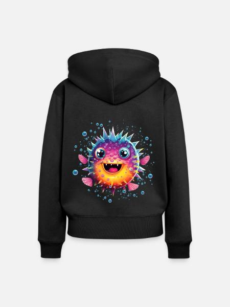 Puffer Fish - Frauen Premium Bio Zip Hoodie - Schwarz