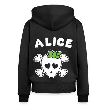 Pirate Alice Design pour les filles et les femmes - Sweat à capuche zippé Premium bio Femme - noir - Dos - Julia (174cm)
