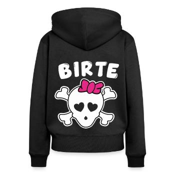 Piratin Birte Design für Mädchen und Frauen - Frauen Premium Bio Zip Hoodie - Schwarz - Hinten - Julia (174cm)