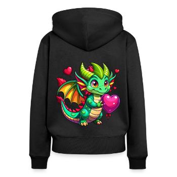 Farbenfroher Drache - Frauen Premium Bio Zip Hoodie - Schwarz - Hinten - Julia (174cm)