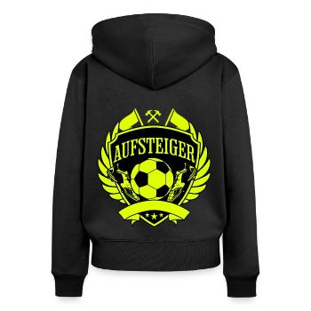 Aufsteiger Wappen Fußball - Frauen Premium Bio Zip Hoodie - Schwarz - Hinten - Julia (174cm)