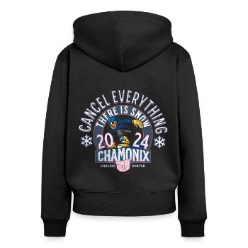 Cancel everything there is snow in Chamonix - Sweat à capuche zippé Premium bio Femme - noir - Dos - Julia (174cm)