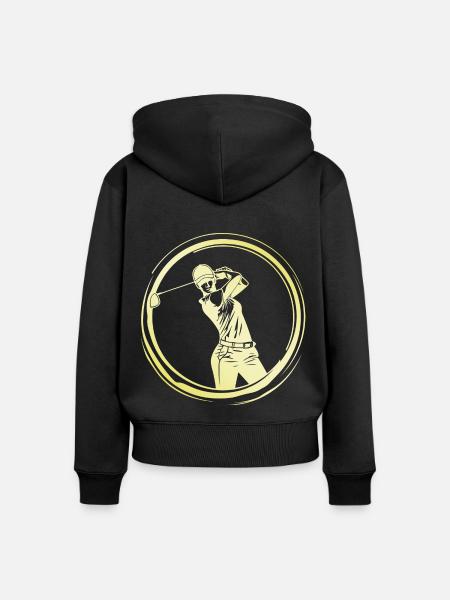 Golfer Frau - Frauen Premium Bio Zip Hoodie - Schwarz