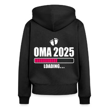 Oma 2025 - Frauen Premium Bio Zip Hoodie - Schwarz - Hinten - Julia (174cm)