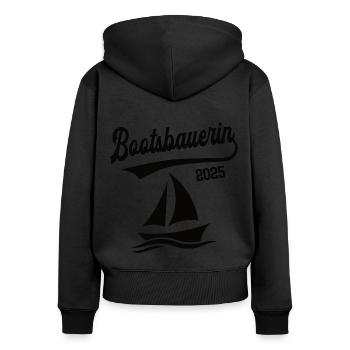 Bootsbauerin 2025 Beruf Bootsbauer Bootsbau Schiff - Frauen Premium Bio Zip Hoodie - Schwarz - Hinten - Julia (174cm)