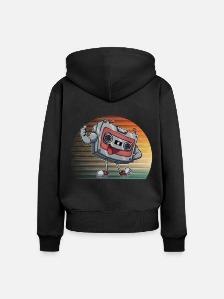 Kassette - Frauen Premium Bio Zip Hoodie - Schwarz
