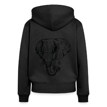 elephant ico blk outline - Frauen Premium Bio Zip Hoodie - Schwarz - Hinten - Julia (174cm)