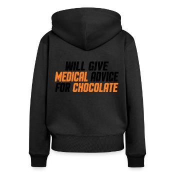 Drôle de fournisseur de santé Médecin Infirmière Amateur de chocolat - Sweat à capuche zippé Premium bio Femme - noir - Dos - Julia (174cm)