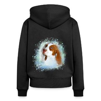 Canaan, chien, graffiti, beige, peinture, bleu - Sweat à capuche zippé Premium bio Femme - noir - Dos - Julia (174cm)
