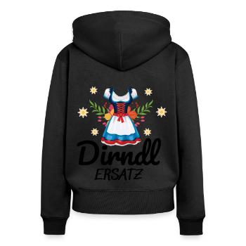 Dirndl Ersatz - Frauen Premium Bio Zip Hoodie - Schwarz - Hinten - Julia (174cm)