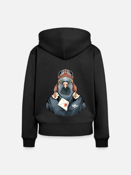 pigeon postier - Sweat à capuche zippé Premium bio Femme - noir